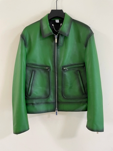 ÁO BERLUTI LEATHER JACKET GREEN