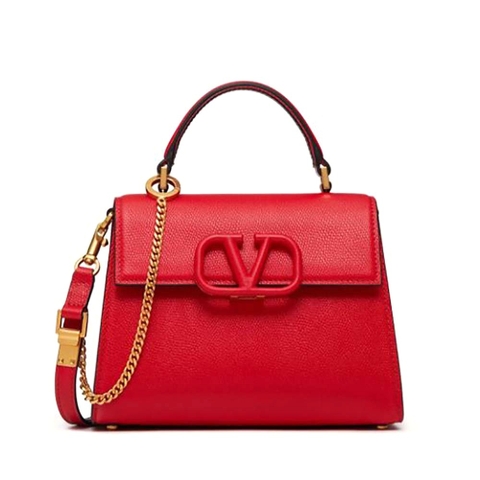TÚI Valentino Vsling Grainy Calfskin Handbag-Red