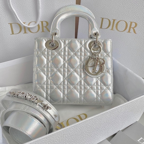 TÚI CHRISTIAN DIOR LADY DIOR Cannage Calfskin Pearl ánh trai