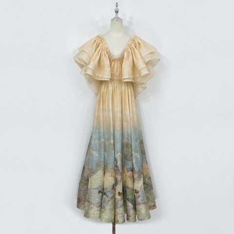 VÁY ZIMMERMANN Vintage Flower Short Sleeve Long Dress High Classy