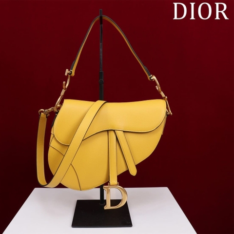 TÚI Dior Women Saddle bag in Calfskin-Yellow Top Quality