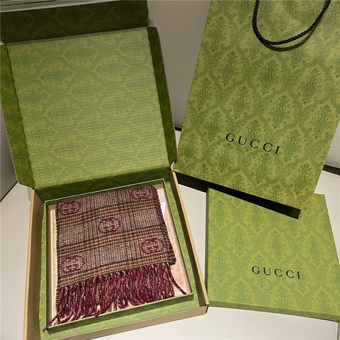 KHĂN Gucci GG Bordeaux scarf