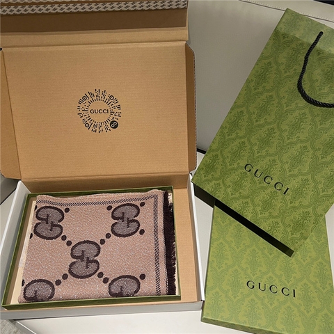 KHĂN Gucci GG Brown scarf