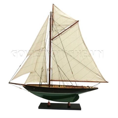 Mô Hình Du Thuyền Gỗ Penduick (Thân 70cm - Sơn Đen/Xanh Lá)