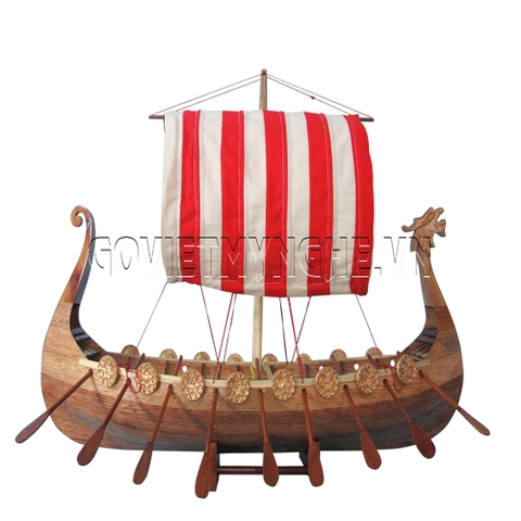 Mô Hình Thuyền Gỗ Chiến Cổ Viking (Thân 80cm - Gỗ Tự Nhiên)