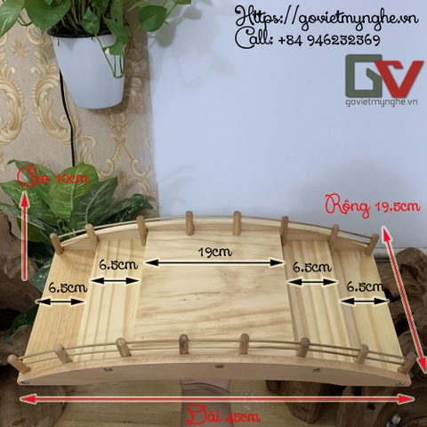 [Dài 45cm 3 Tầng - Hàng chuẩn Nhật] Khay cầu gỗ trang trí Sushi Sashimi Nhật Bản _ Khay gỗ trang trí món ăn - 3 tầng - Gỗ thông
