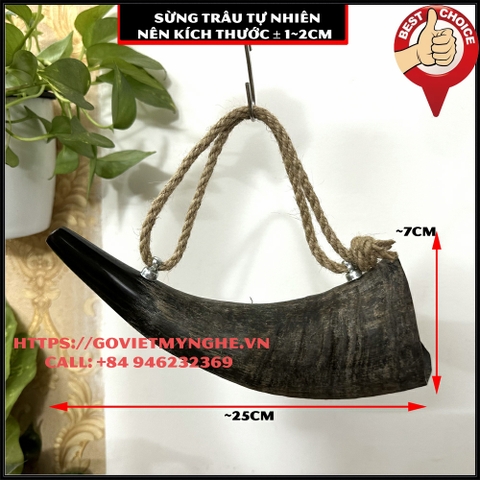 Kèn tù và sừng trâu đen - sừng trâu thô - thủ công mỹ nghệ Việt Nam - Dài 25cm