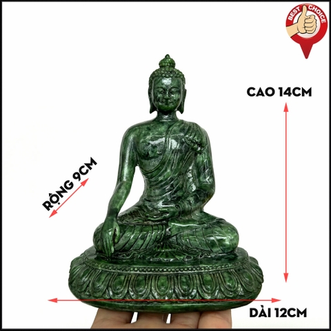 Tượng đá trang trí Tượng Phật Thích Ca ngồi trên tòa sen thủ ấn xúc địa | Chiều cao 14cm