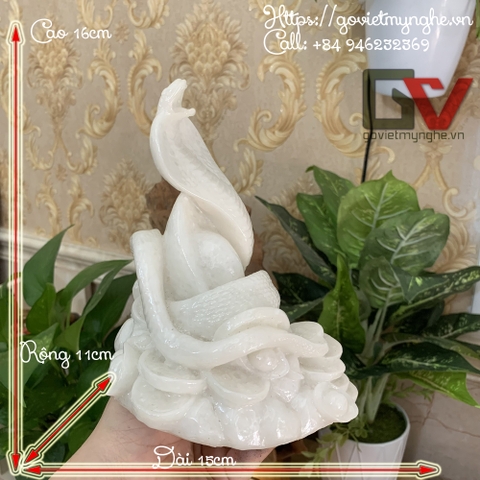 Tượng đá trang trí phong thủy tượng con Rắn ôm tài lộc phong thủy bàn làm việc - Chiều Cao 16cm - Đá Non Nước