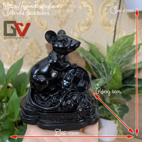 Tượng đá trang trí phong thủy tượng Chuột ôm tài lộc phong thủy cho gia chủ - Chiều cao 11cm