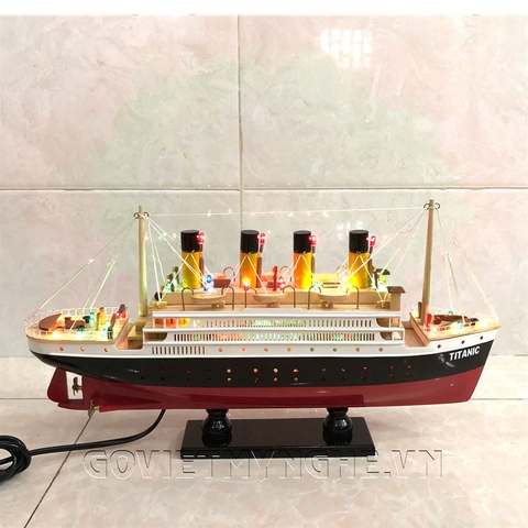 Mô Hình Du Thuyền Gỗ RMS Titanic - Thân 60cm - Đèn Led Màu