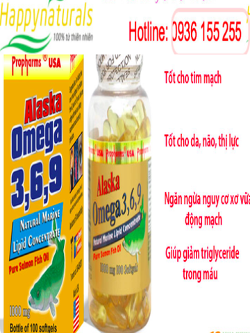 Viên uống bổ não sáng mắt đẹp da ALASKA OMEGA 3 6 9 100 viên