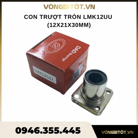 Con trượt tròn LMK12UU, LMK12LUU (Đế vuông phi 12)