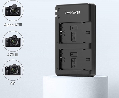 Bộ 1 Pin + 1 Sạc Đôi RAVPower FZ-100 cho Sony A7 III, A7R III, A7R IV, A9, A6600