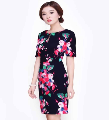 Đánh bay cảm giác lạnh cùng váy công sở họa tiết chất nỉ