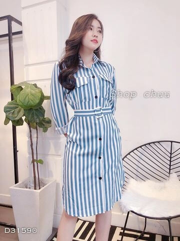 Lựa chọn địa chỉ mua đầm công sở kẻ sọc sang trọng uy tín