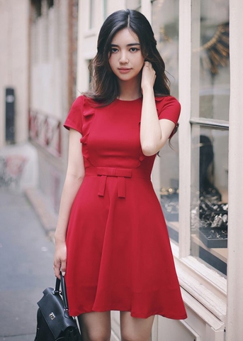 Đầm công sở màu đỏ chất lượng tại Hương Đẹp