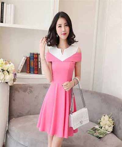 Cách phối đồ cho đầm dáng xòe công sở màu hồng