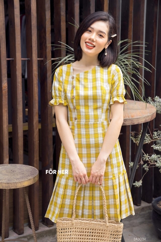 Helen 13 – Váy kẻ caro thắt eo sành điệu - Helen Sewing