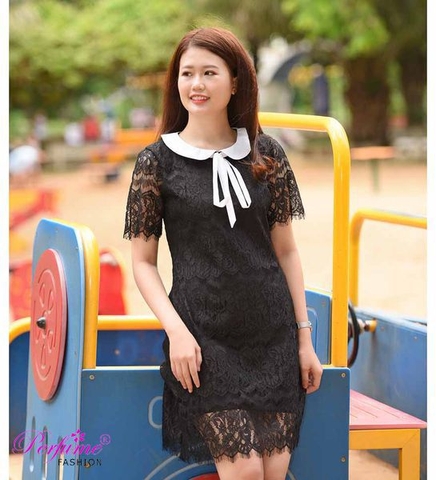 Đầm đen chữ A cổ V tay lỡ phối màu KK113-08 | Thời trang công sở K&K Fashion