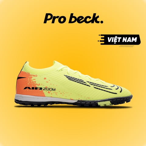 Giày Bóng Đá Winbro Mercurial Vapor 16 Elite Vải Dệt TF - Xanh Chuối Gót Cam
