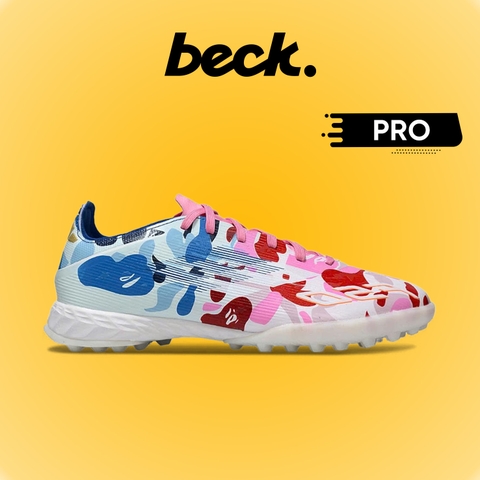 Giày Bóng Đá Adidas F50 PRO BAPE Xanh Hồng Lưỡi Gà Liền HQ TF