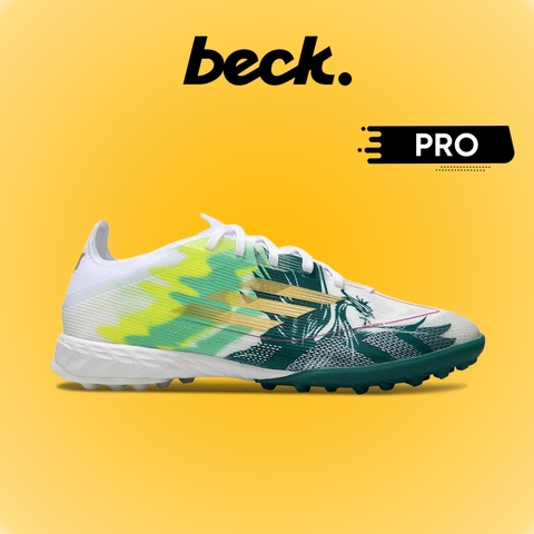 Giày Bóng Đá Adidas F50 PRO Salah Trắng Xanh Lá Lưỡi Gà Liền HQ TF