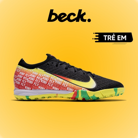 Giày Bóng Đá Trẻ Em Nike Mercurial Vapor 16 Elite V1 Vini Fly Đen Gót Vàng Xanh Cổ Lửng TF