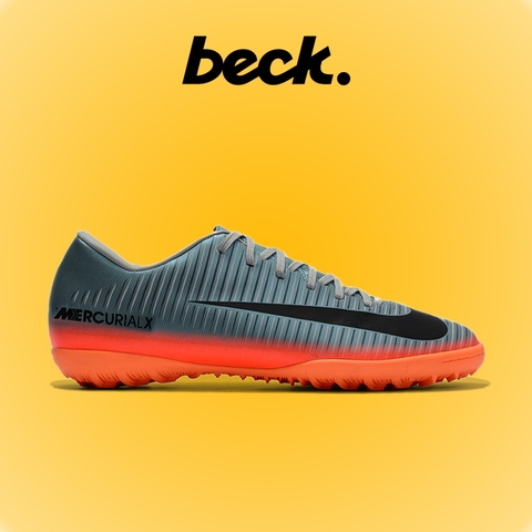 Giày Bóng Đá Nike Mercurial Vic 6 CR7 Xám Cam Lưỡi Gà Liền TF