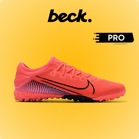 Giày Bóng Đá Nike Mercurial Vapor 13 Pro Đỏ Hồng Vạch Đen Cổ Lửng HQ TF 