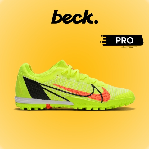 Giày Bóng Đá Nike Mercurial Vapor 14 Pro Nõn Chuối Cam Vạch Đen Cổ Lửng HQ TF