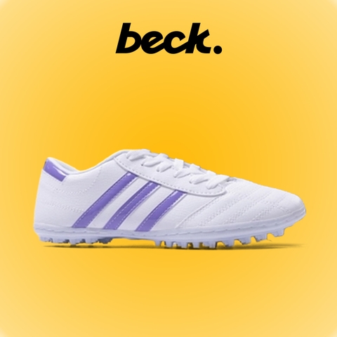 Giày Bóng Đá Wika 3 Sọc - Trắng Sọc Tím