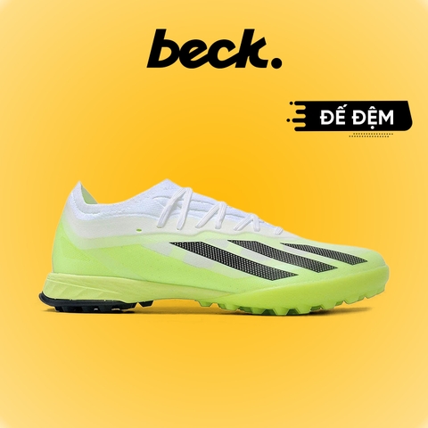 Giày Bóng Đá Adidas X Crazyfast.1 Trắng Xanh Lá Vạch Đen HQ TF