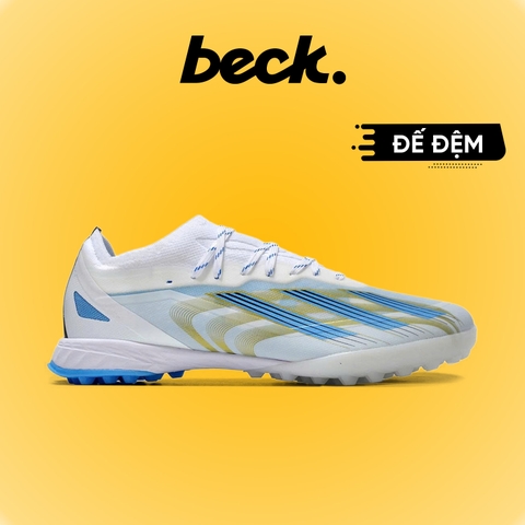 Giày Bóng Đá Adidas X Crazyfast.1 Messi Las Estrellas Trắng Xanh Biển Vạch Vàng TF