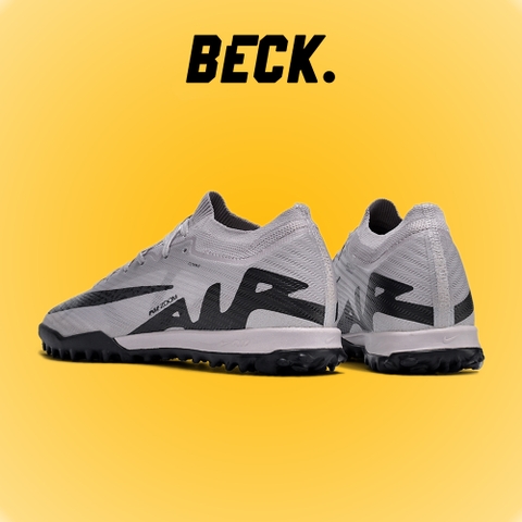 Giày Bóng Đá Nike Mercurial Vapor 15 Elite Xám Vạch Đen Cổ Lửng TF