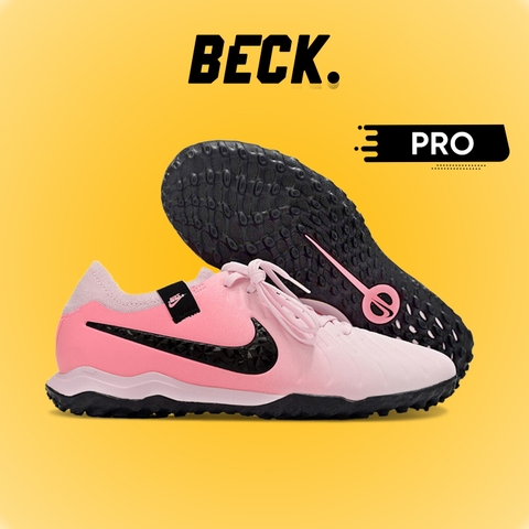 Giày Bóng Đá Nike Tiempo Legend 10 Pro Euro 24 Hồng Vạch Đen Lưỡi Gà Liền TF
