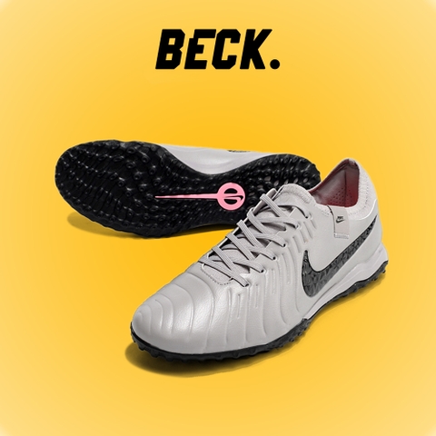 Giày Bóng Đá Nike Tiempo Legend 10 Pro Xám Vạch Đen Lưỡi Gà Liền TF