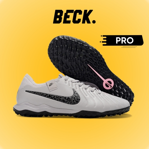 Giày Bóng Đá Nike Tiempo Legend 10 Pro Xám Vạch Đen Lưỡi Gà Liền TF