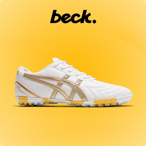 Giày Bóng Đá VN Asics C3 Da Nhăn TF - Trắng Vàng