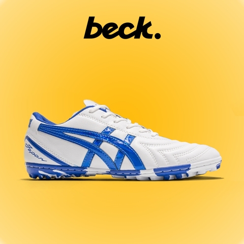 Giày Bóng Đá VN Asics C3 Da Nhăn TF - Trắng Xanh
