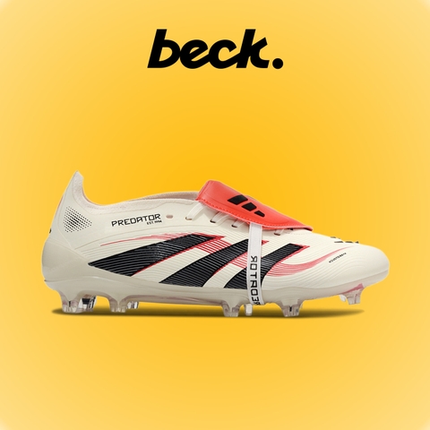 Giày Bóng Đá Adidas Predator 25 Elite Tongue Trắng Ngà Vạch Đen HQ FG