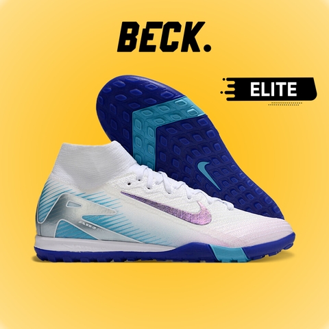 Giày Bóng Đá Nike Mercurial Superfly 10 Elite Trắng Xanh Hologram Cổ Cao TF