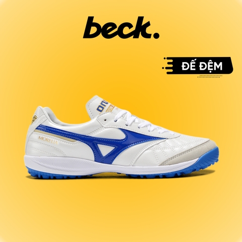 Giày Bóng Đá Mizuno Morelia Sala Japan M8 Đế Đệm Trắng Vạch Xanh Biển TF