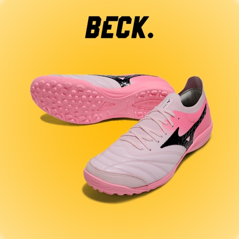 Giày Bóng Đá Mizuno Sala Beta Japan Hồng Vạch Đen Đế Đệm Cổ Lửng HQ TF