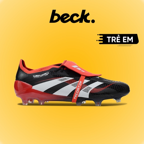Giày Bóng Đá Trẻ Em Adidas Predator 25 Elite Tongue Đen Đỏ Vạch Trắng HQ FG