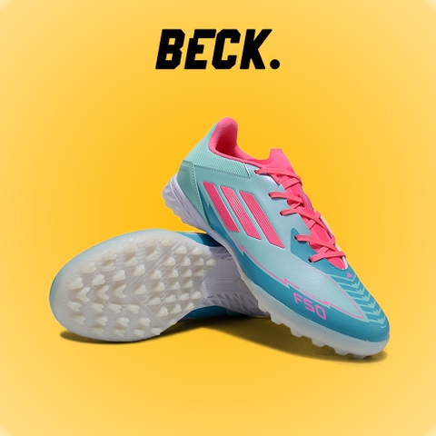 Giày Bóng Đá Adidas F50 League Messi Xanh Ngọc Vạch Hồng HQ TF