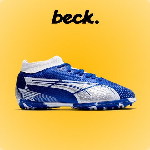 Giày Bóng Đá VN Puma Ultra 25 Cổ Cao - Xanh Biển Vạch Bạc