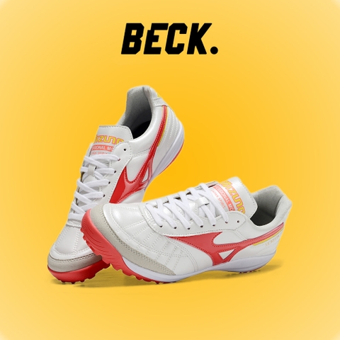 Giày Bóng Đá Mizuno Morelia Sala Japan M8 Đế Đệm Trắng Vạch Đỏ Cam TF