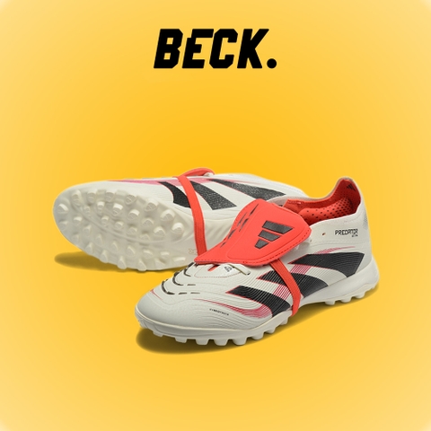 Giày Bóng Đá Adidas Predator 25 Elite Lưỡi Gà Gập Dây Chun Trắng Ngà Vạch Đen TF