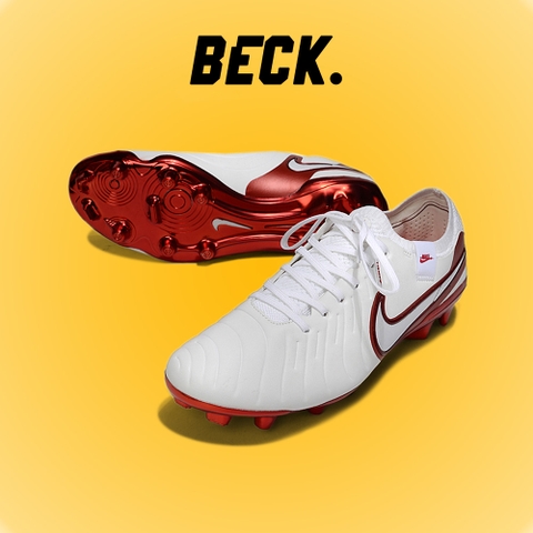Giày Bóng Đá Nike Tiempo Legend 10 Elite Trắng Đỏ Lưỡi Gà Liền Đế Bóng FG